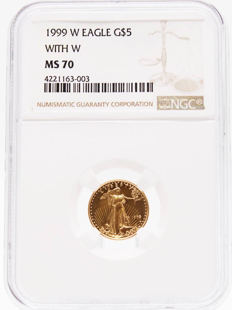 1999 NGC MS70 $5 Gold American Eagle with W
